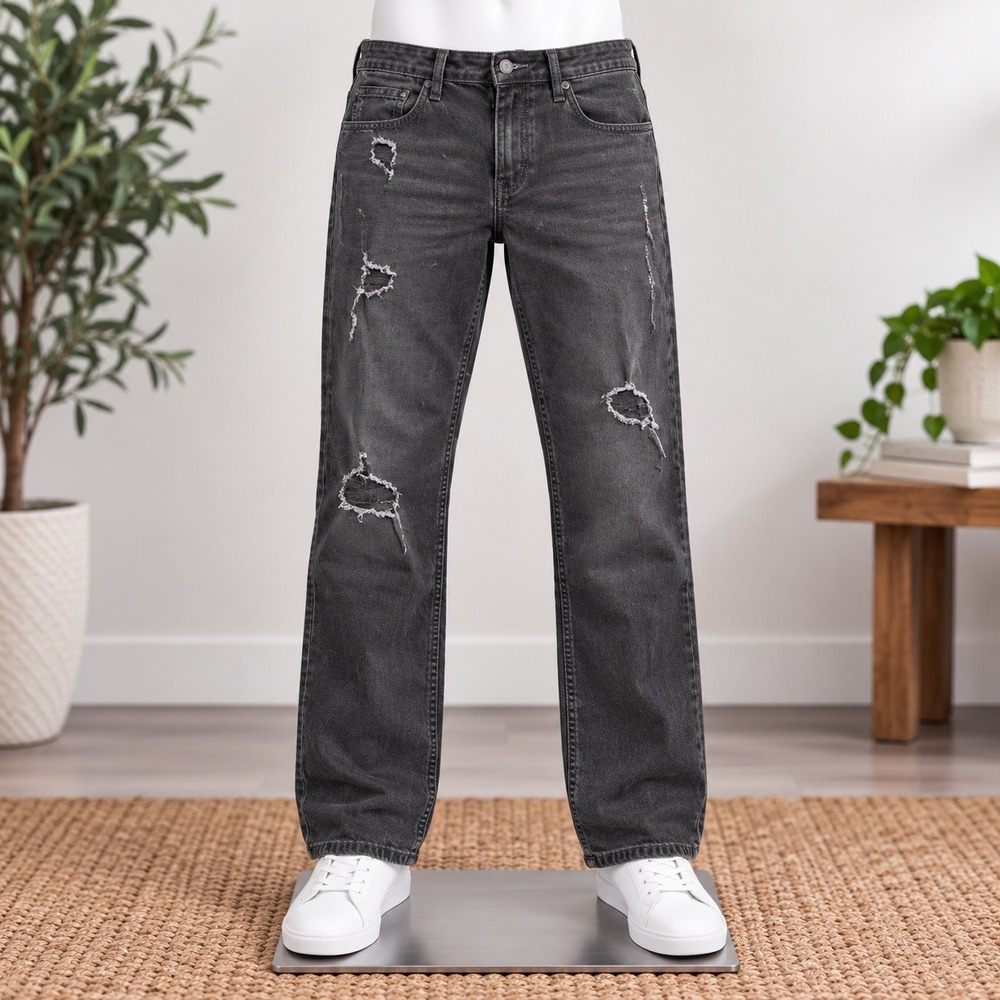 Hollister Super Skinny Jeans Womens 7 W30 Black Distressed Ripped High Rise
